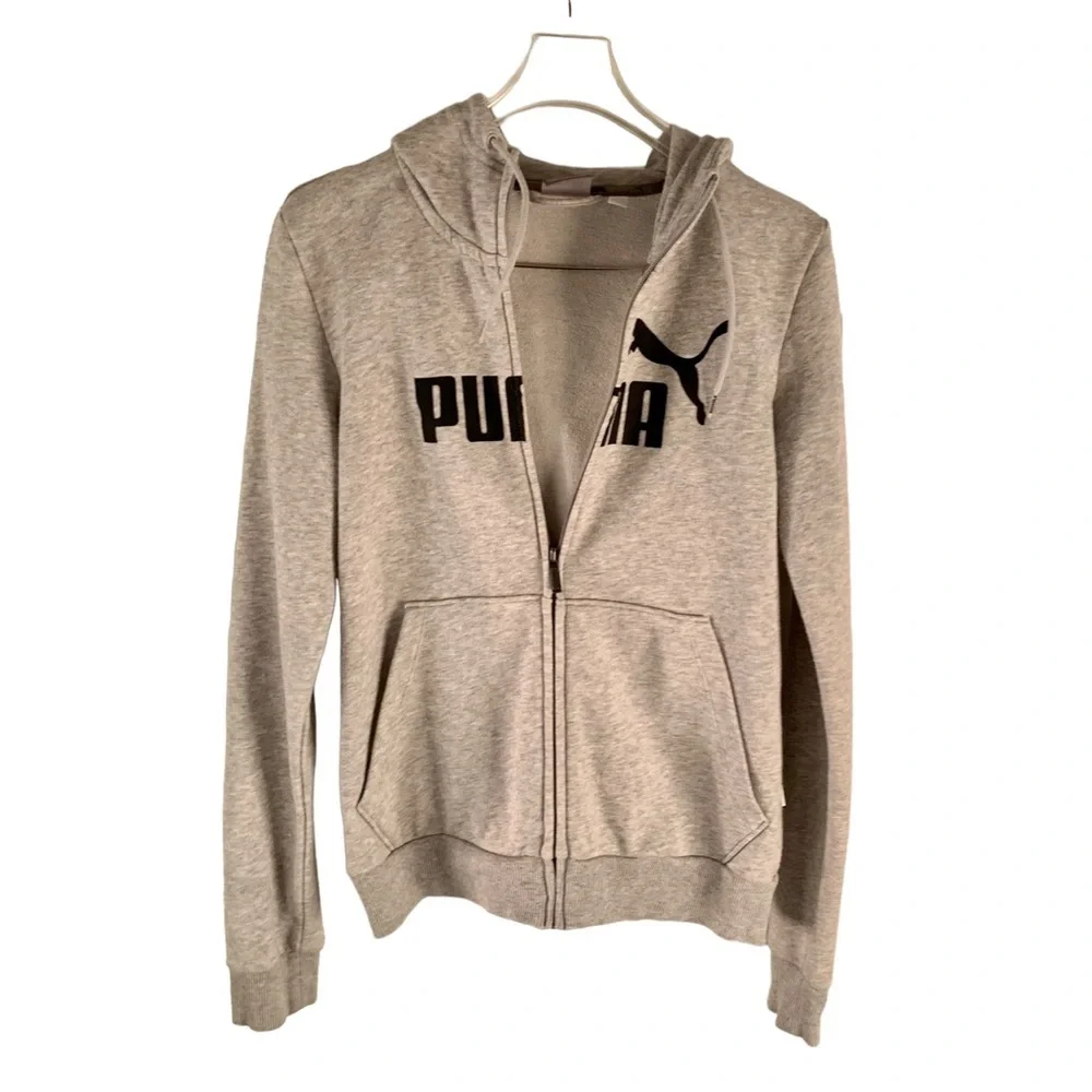 PUMA Essentials Logo Full-Zip Women's Hoodie Gray & Black Size S - Picture 2 of 8
